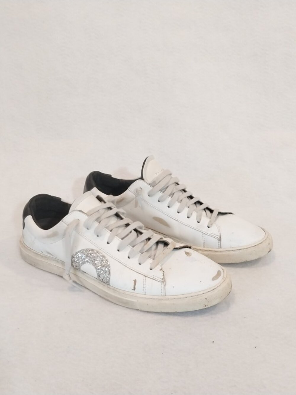 Oliver Cabell Sneakers Womens 7.5 38 White Leather Designer Casual Shoes Glitter